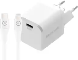 Coolblue BlueBuilt Power Delivery Oplader 20W + Lightning Kabel 3m Nylon Wit aanbieding