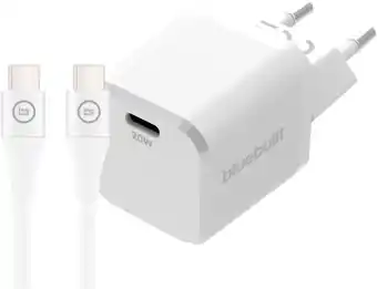 Coolblue BlueBuilt Power Delivery Oplader 20W + Usb C Kabel 1,5m Nylon Wit aanbieding