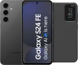 Coolblue Samsung Galaxy S24 FE 256GB Grijs 5G + Clear View Book Case Zwart aanbieding