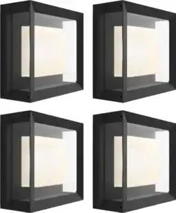 Coolblue Philips Hue Econic Applique Murale White and Color Noir Moderne Lot de 4 aanbieding