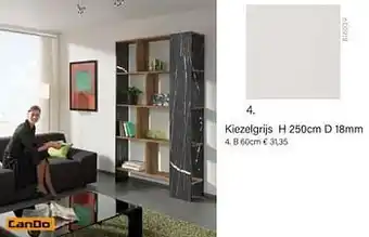 Kiezelgrijs h 250cm d 18mm b 60cm