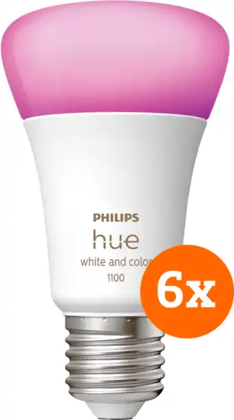 Coolblue Philips Hue White & Color E27 1100 lm Lot de 6 aanbieding