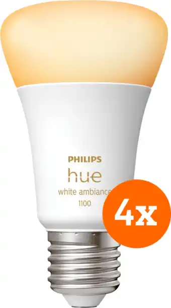 Coolblue Philips Hue White Ambiance E27 1100 lm Lot de 4 aanbieding