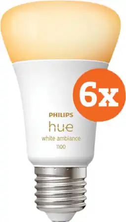 Coolblue Philips Hue White Ambiance E27 1100 lm Lot de 6 aanbieding