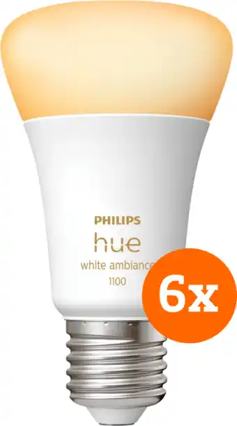 Coolblue Philips Hue White Ambiance E27 1100 lm Lot de 6 aanbieding