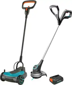 Coolblue Gardena HandyMower 22/18 V P4A Set + Gardena SmallCut 23/18 V P4A Solo incl. Batterie 2,0 Ah 2x aanbieding