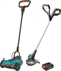 Coolblue Gardena HandyMower 22/18 V P4A Set + Gardena SmallCut 23/18 V P4A Solo incl. Batterie 2,0 Ah 2x aanbieding