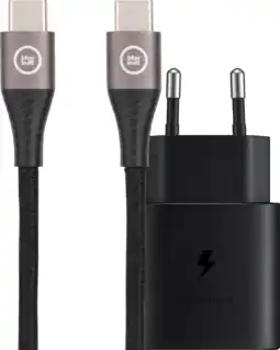 Coolblue Samsung Chargeur Super Fast Charging 25 W + BlueBuilt Câble USB-C vers USB-C 1,5 m Nylon aanbieding