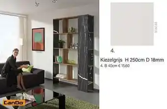 Kiezelgrijs h 250cm d 18mm b 40cm