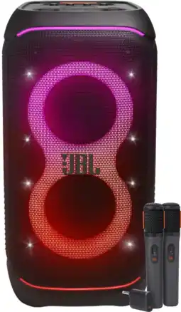 Coolblue JBL Partybox Stage 320 + Set de Microphone Sans Fil aanbieding