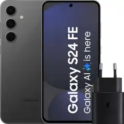 Coolblue Samsung Galaxy S24 FE 256 Go Gris 5G + Samsung Chargeur 25 Watts Noir aanbieding