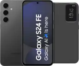 Coolblue Samsung Galaxy S24 FE 256 Go Gris 5G + Clear View Book Case Noir aanbieding