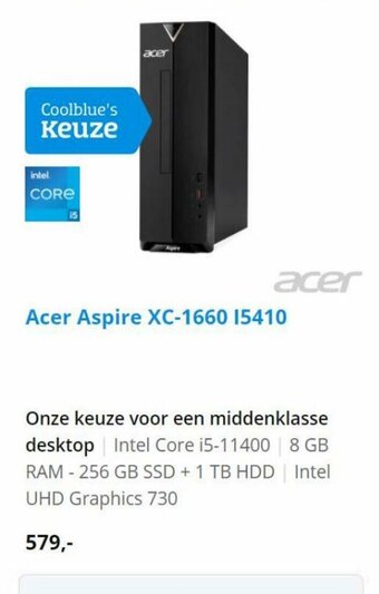 Coolblue Acer Aspire XC-1660 I5410 aanbieding
