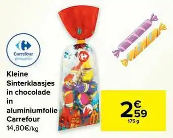 Carrefour Market Kleine sinterklaasjes in chocolade in aluminiumfolie carrefour aanbieding