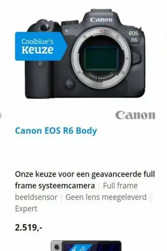 Coolblue Canon EOS R6 Body aanbieding