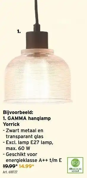 GAMMA Bijvoorbeeld: Gamma hanglamp yorrick aanbieding