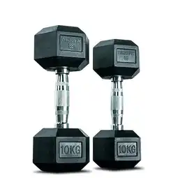 Decathlon Hexa dumbbells set / Rubberen dumbbells - 2 x 10 kg - zwart aanbieding