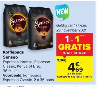 Carrefour Koffiepads Senso aanbieding