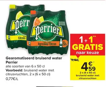 Carrefour Gearomatiseerd bruisend water Perrier 6 x 50cl aanbieding