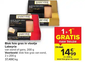 Carrefour Blok foie gras in vlootje Labeyrie 200g aanbieding