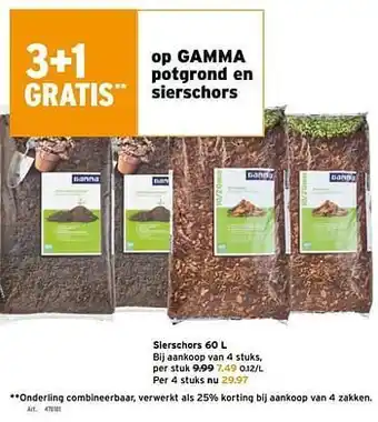 GAMMA op GAMMA potgrond en sierschors 60L aanbieding