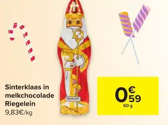 Carrefour Sinterklaas in melkchocolade Riegelein 60g aanbieding