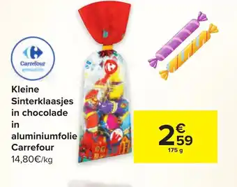 Carrefour Kleine Sinterklaasjes in chocolade in aluminiumfolie 175g aanbieding