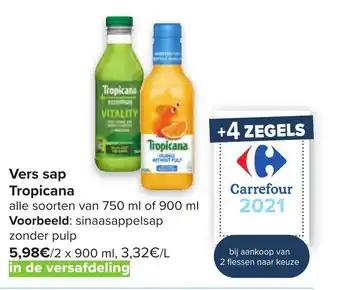 Carrefour Vers sap Tropicana 750ml aanbieding