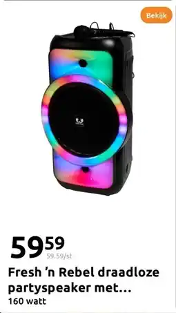 Action Fresh ’n Rebel draadloze partyspeaker met microfoon aanbieding