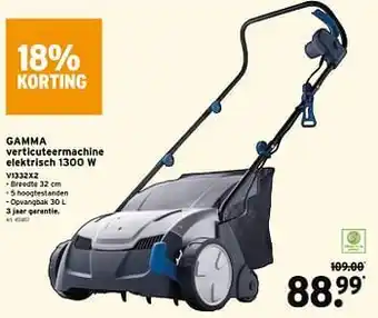 GAMMA Gamma verticuteermachine elektrisch 1300 w v1332x2 aanbieding