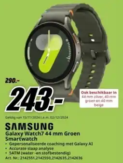 MediaMarkt Samsung Galaxy Watch7 44 mm Groen Smartwatch aanbieding