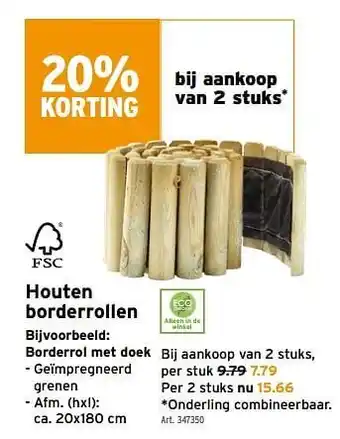 GAMMA Houten borderrollen 20x180cm aanbieding