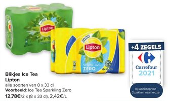 Carrefour Blikjes Ice Tea Lipton aanbieding
