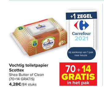 Carrefour Vochtig toiletpapier Scottex aanbieding