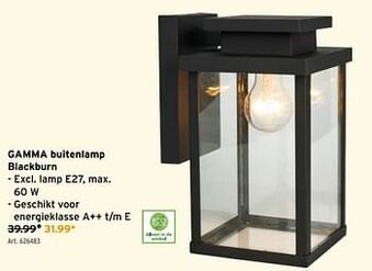 GAMMA Gamma buitenlamp blackburn aanbieding
