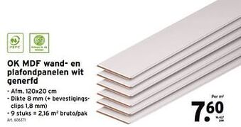 GAMMA Ok mdf wand- en plafondpanelen wit generfd aanbieding