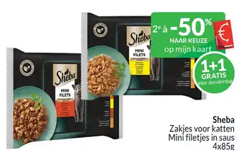 Intermarché Sheba zakjes voor katten mini filetjes in saus aanbieding