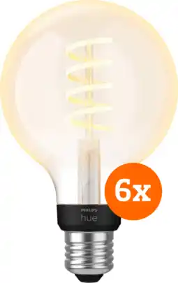 Coolblue Philips Hue Filament White Ambiance Globe 6-pack aanbieding