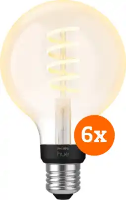 Coolblue Philips Hue Filament White Ambiance Globe 6-pack aanbieding