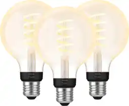 Coolblue Philips Hue Ampoule à Filament White Ambiance Globe E27 Lot de 3 aanbieding