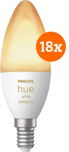 Coolblue Philips Hue White Ambiance E14 Lot de 18 aanbieding