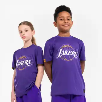 Decathlon Basketbal-T-shirt voor kinderen TS 900 NBA Lakers paars aanbieding