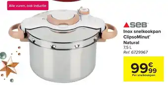 Carrefour Inox snelkookpan ClipsoMinut Natural aanbieding