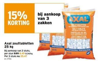 GAMMA Axal zouttabletten 25kg aanbieding