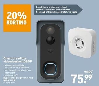 GAMMA Qnect draadloze videodeurbel 1080p aanbieding