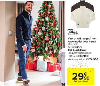 Carrefour Vest of rolkraagtrui met kabelmotief voor heren aanbieding