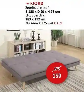Weba Fjord zetelbed in stof B 183 x D 90x H 76 cm aanbieding