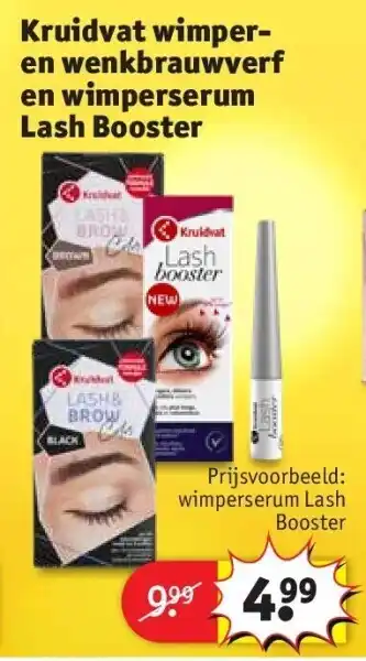 Kruidvat Kruidvat wimperen wenkbrauwverf en wimperserum Lash Booster aanbieding