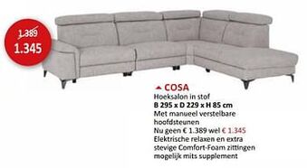 Weba Cosa hoeksalon in stof aanbieding