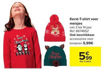 Carrefour Kerst-T-shirt voor meisjes aanbieding